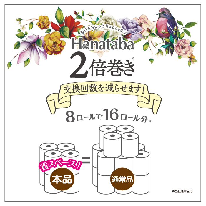 Hanataba 2倍巻き 8ロール （ダブル・パルプ） | 丸富製紙株式会社