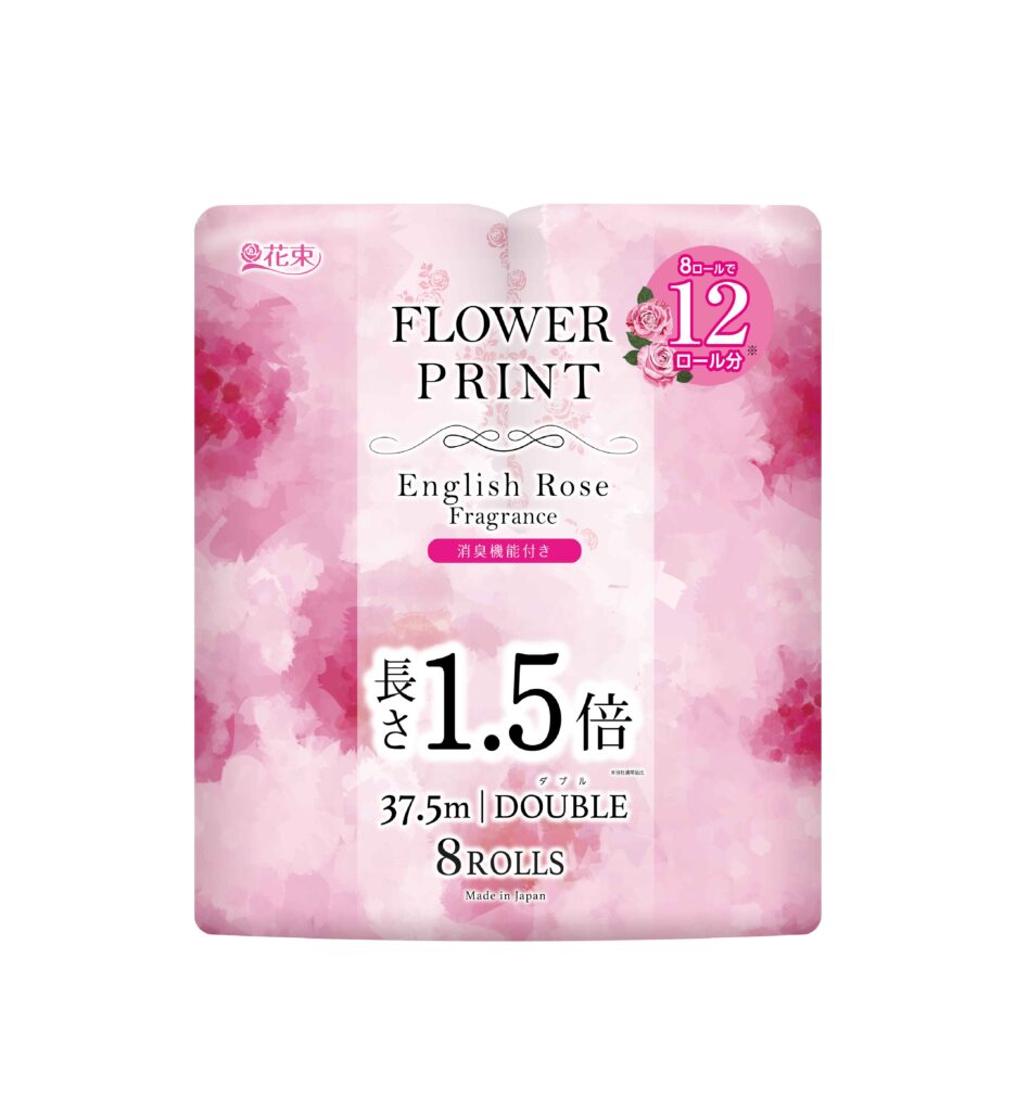 花束 フラワープリント ローズ 1.5倍巻き 8ロール （ダブル・再生紙） | 丸富製紙株式会社