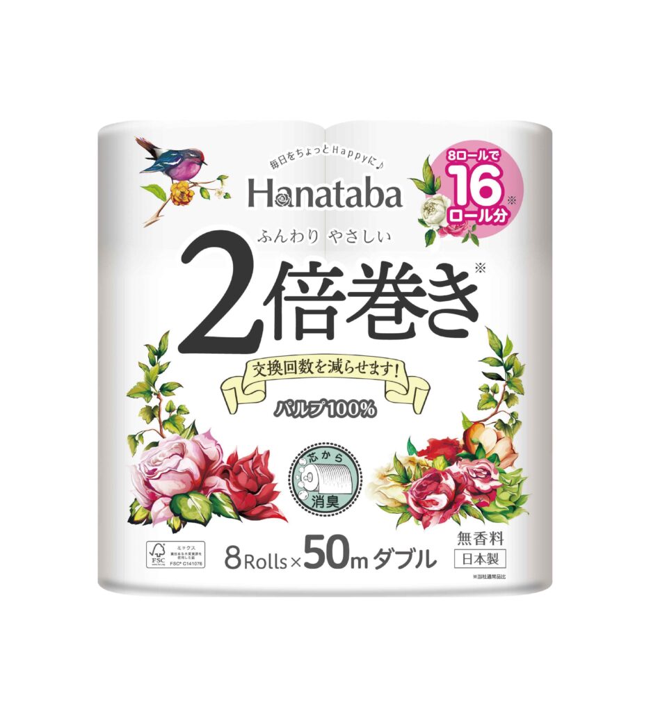 Hanataba 2倍巻き 8ロール （ダブル・パルプ） | 丸富製紙株式会社